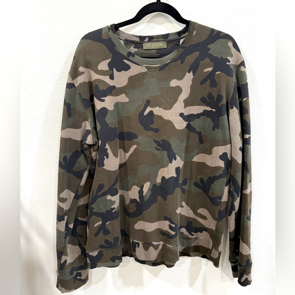 Valentino Camo Stars Crew Neck Sweatshirt